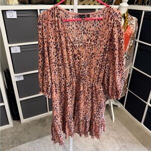 Lulu's Pink and Purple Animal Print Midi Dress